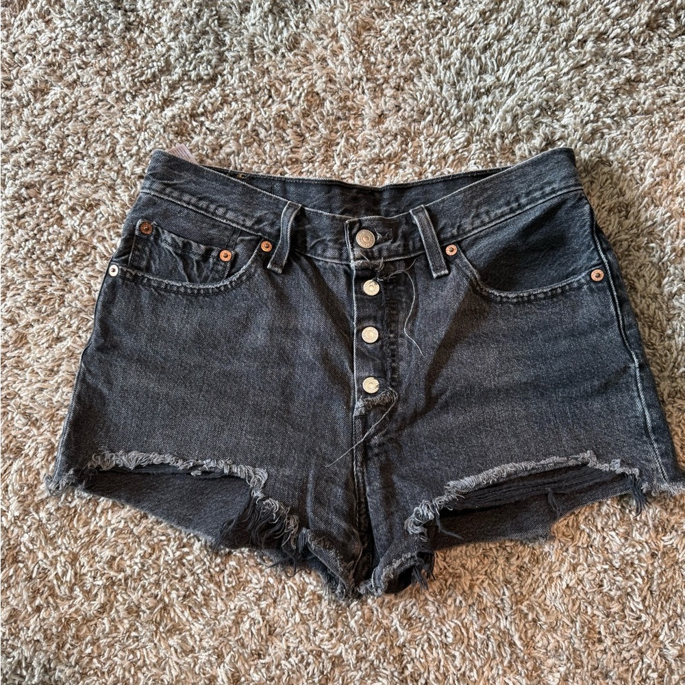 Black denim Levi 501 Shorts
